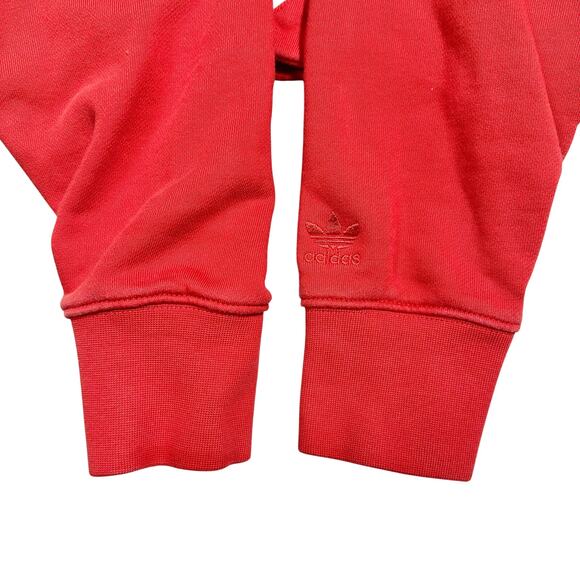 adidas | Women | Red White Big Trefoil Cropped Sporty Hooded Sweatshirt | Small - Picture 11 of 15